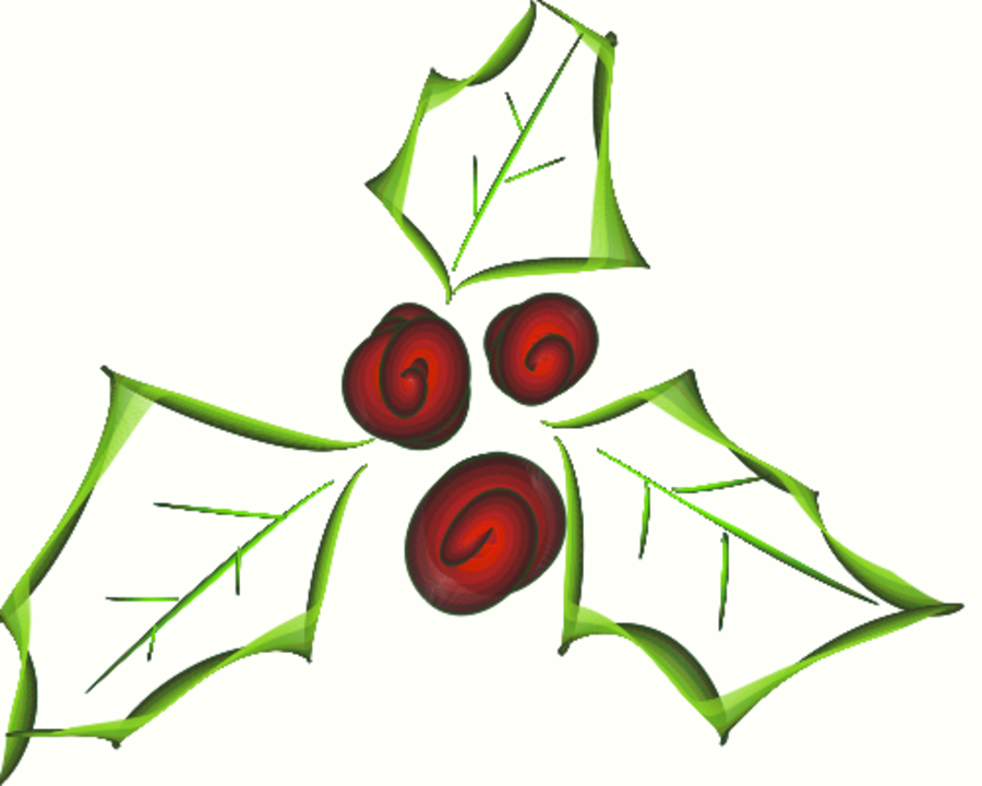 Holly Image, drawing of holly leaf with red berries | Clipart.dev