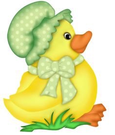 Easter Goose Cliparts, yellow duck wearing green hat and bow | Clipart.dev